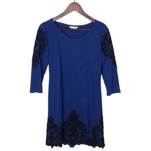 Charming Charlie Royal Blue Black Lace Detail Dress Women's Size Small